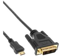 InLine® 17472P Câble Mini HDMI vers DVI, HDMI prise C vers DVI 18+1, contacts dorés, noir, 2m
