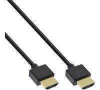 InLine 17501s HDMI Premium Superslim Câble A vers A Haute Vitesse avec Ethernet 1 m Noir/Or