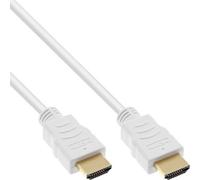 InLine® 17503W Câble HDMI, HDMI High Speed avec Ethernet, Premium, prise/prise, blanc/or, 3m