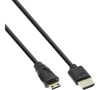 InLine 17555 C Câble HDMI Premium Superslim A à C Haute Vitesse avec Ethernet 0,5 m Noir/Or