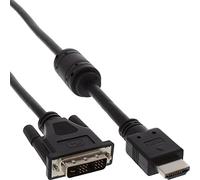 InLine 17661 DVI Câble Adaptateur, HDMI 19 Broches mâle vers 18 + 1 mâle avec ferrite, 1 m Noir