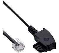 InLine 18602 câble de téléphone 2 m Noir - Cables de téléphone (2 m, TAE-F, Western 6/2 DEC, Noir, Male connector / Male connector, Plat)