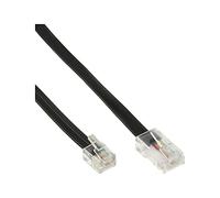 InLine Câble de téléphone 18648 – 10 m, RJ45/RJ12, plat, noir, mâle‑mâle