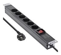 InLine® 19" Multiprise, 6x contact de protection, avec interrupteur, 2m, noir