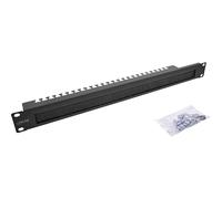 Inline 19111N Plaque de Passage de câble de 48 cm avec Brosse et Barre de câbles, 1U, RAL 9005 Noir, pour Armoire réseau et Armoire de Serveur, Gestion des câbles Professionnelle