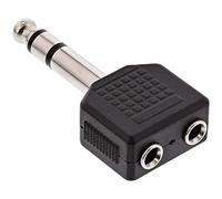 InLine - 19919 - Adaptateur Audio, fiche Jack 6,3 mm à 2 Prises Jack de 3,5 mm, stéréo, répartiteur, Noir