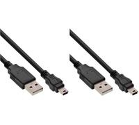 InLine 1m USB 2.0 1m USB A Mini-USB B Noir câble USB (Lot de 2)