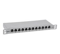 InLine® 25,40cm (10") Patchfeld Cat.6A 0,5HE 12-fach, lichtgrau, RAL7035, mit Staubschutz (76819A)