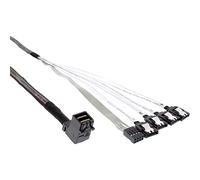 InLine 27631 A Mini SAS HD 4 x SFF-8643 à Ver 4 x SATA coudé Câble avec Bande latérale, 0,5 m