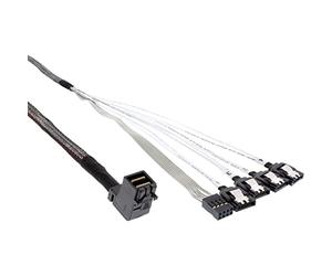 InLine 27631 A Mini SAS HD 4 x SFF-8643 à Ver 4 x SATA coudé Câble avec Bande latérale, 0,5 m