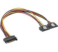 InLine® 29683C Câble courant en Y SATA, SATA prise femelle à 2x SATA prise avec languette de sécurité, 0,3m
