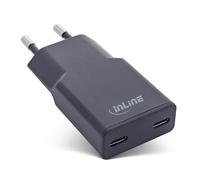 InLine Chargeur USB-C ultra compact à 2 ports, 30 W, chargeur rapide Power Delivery, PPS, source d'alimentation/adaptateur pour iPhone/Pro/Mini, iPad, Pixel, Samsung et plus, couleur noire 31509B