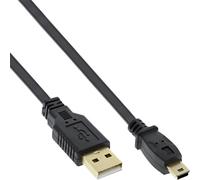 InLine® 31810F Câble plat USB 2.0, USB A prise à Mini-B prise (5 broches), noir, 1m