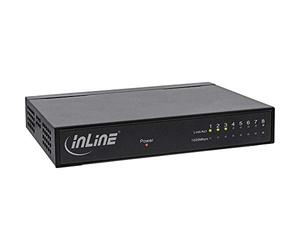 InLine 32308 m commutateur réseau 8 Ports Gigabit Ethernet 10/100/1000mb/S, Ordinateur de Bureau, en métal, sans Ventilateur, blindé Ports, Noir