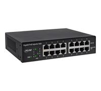 InLine® 32308H PoE+ Hub d'injection réseau Gigabit 8 ports (8x PoE+), 1GBit/s, 19" (équerre incluse), métal, sans ventilateur