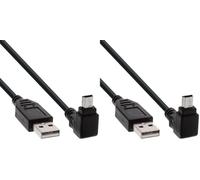 InLine 34105 Câble mini USB 2.0 A vers mini B mâle (5 broches) coudé en haut à 90° Noir 0,5 m (Lot de 2)