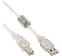 InLine® 34518 Câble USB 2.0, A à B, transparent, avec noyau en ferrite, 2m