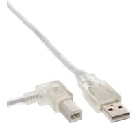 InLine® 34520L Câble USB 2.0, A à B plié à gauche, transparent, 2m