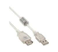 Inline® Usb 2.0 Extension Cable, Transparent, A M/f, With Feritte, 3m