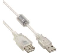InLine® 34610Q USB 2.0 Verlängerung, Stecker / Buchse, Typ A, transparent, mit Ferritkern, 1m