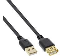 InLine® 34620F Rallonge câble plat USB 2.0, A prise / prise femelle, noir, contacts or, 2m