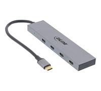 InLine® 35392B InLine® Hub USB 3.2 Gen.2 (10Gb/s), USB Typ-C vers 4 Port Typ-C (1 Port power through jusqu'à 100W), OTG, boîtier en aluminium, gris, sans bloc d'alimentation