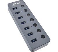 InLine® 35395D Hub USB 3.2 Gen.1 7 Ports avec Interrupteur Aluminium Gris avec Bloc d'alimentation