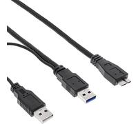 InLine 35415Y câble USB 1,5 m USB 3.2 Gen 1 (3.1 Gen 1) Micro-USB B 2 x USB A Noir