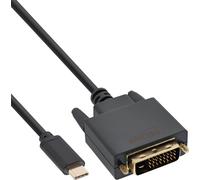 InLine® 64131 Câble USB pour écran, USB Typ-C mâle à DVI mâle (DP Alt Mode), noir, 1m