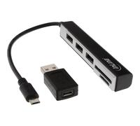 InLine® 66775 C Lecteur de Carte USB OTG 3 Ports USB 2.0 Hub pour SDXC/Micro SD avec Adaptateur