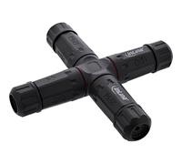 InLine 69927V Raccord de câble d'alimentation en croix étanche IP68 4 voies 3 broches Filetage M20 Diamètre du câble 4-14 mm 500 V 24 A Joint en silicone Nylon Noir