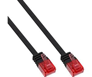 InLine 71602S Câble patch plat UUTP Cat. 6 Noir 2 m, Câble Ethernet RJ45