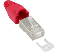 InLine® 74510R Fiche à sertir RJ45 blindée, avec protection contre pliage et aide à l'enfilage, paquet de 10, rouge