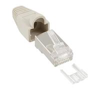 InLine 74590 Lot de 100 fiches à sertir blindées RJ45 avec protection anti-torsion et aide à l'enfilage Beige