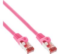 InLine® 76422M Câble de raccordement, S/FTP (PiMf), Cat.6, 250MHz, PVC, cuivre, rose, 0.25m
