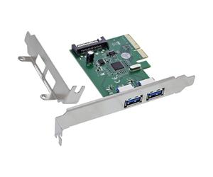 Inline 76666N Carte d'interface 2 Ports USB-A 3.2 Gen 2 10 GB/s PCIe x4 SATA Power Low Profile Plug & Play Plug & Play pour PC de Bureau