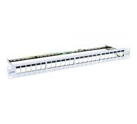 InLine® 76824A Panneau de brassage Cat.6A 24x, Keystone Snap-In Tôle vide, 48,26cm (19"), 1UH, gris clair RAL7035