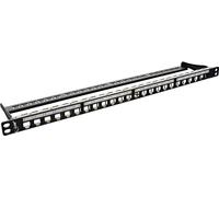 InLine® 76824C Panneau de brassage Cat.6A 24x, Keystone Snap-In Tôle vide, 48,26cm (19"), 0,5UH, noir