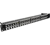 InLine® 76848C Panneau de brassage Cat.6A 48x, Keystone Snap-In tôle vide, 48,26cm (19"), 1UH, noir