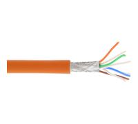 InLine® 76899O Câble patch, S/FTP (PiMf), Cat.6A, 500MHz, sans halogène, cuivre, orange, 100m