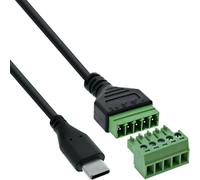 Inline 92504E Câble Adaptateur USB-C mâle vers Bloc Terminal 5 Broches Câble de Connexion pour Alimentation et Lignes de données Code Couleur 1 m