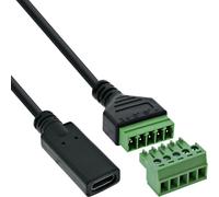 Inline 92504F Câble Adaptateur USB-C Femelle vers Bloc Terminal 5 Broches Câble de Connexion pour Alimentation et Lignes de données Code Couleur 1 m