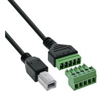 Inline 92504I Câble Adaptateur USB-B mâle vers Bloc Terminal 5 Broches Câble de Connexion pour Alimentation et Lignes de données, Code Couleur, 1 m, DIY & réparation