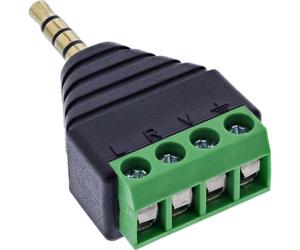 Inline 92504J Adaptateur Jack 3,5 mm 4 Broches vers bornier pour stéréo et Microphone, borne à vis Audio DIY AV réparation prototypage