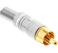 InLine® 99110N Fiche cinch version soudée, métal argenté, anneau blanc, pour câble 6mm