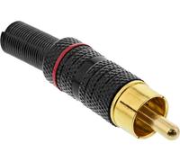 InLine® 99110Q Fiche Cinch version soudée, métal noir, anneau rouge, pour câble 6mm