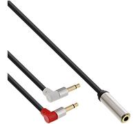 InLine 99251 Slim Audio Câble adaptateur pour casque audio d'avion 2 x jack 3,5 mm ST vers jack 3,5 mm BU 3 broches 0,15 m