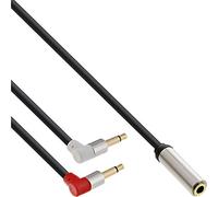 InLine 99251B Slim Audio Casque Audio Avion Câble Adaptateur 2 x Jack 3,5 mm Mâle vers Prise Jack 3,5 mm 3 Broches 2 m Noir