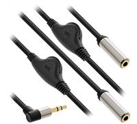 InLine 99253A Câble audio fin en Y - Jack 3,5 mm mâle vers 2 prises jack BU - Avec contrôle du volume - 0,25 m