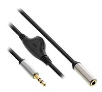 InLine 99253B Câble Audio Fin Jack 3,5 mm mâle/Femelle avec contrôle du Volume 0,25 m